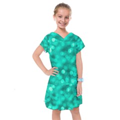 Light Reflections Abstract No9 Turquoise Kids  Drop Waist Dress by DimitriosArt