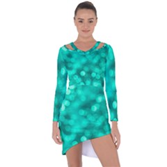 Light Reflections Abstract No9 Turquoise Asymmetric Cut-out Shift Dress by DimitriosArt