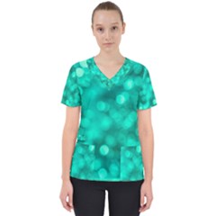 Light Reflections Abstract No9 Turquoise Women s V-neck Scrub Top by DimitriosArt