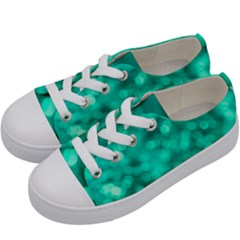 Light Reflections Abstract No9 Turquoise Kids  Low Top Canvas Sneakers by DimitriosArt