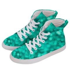 Light Reflections Abstract No9 Turquoise Men s Hi-top Skate Sneakers by DimitriosArt