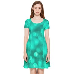 Light Reflections Abstract No9 Turquoise Inside Out Cap Sleeve Dress by DimitriosArt