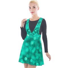 Light Reflections Abstract No9 Turquoise Plunge Pinafore Velour Dress