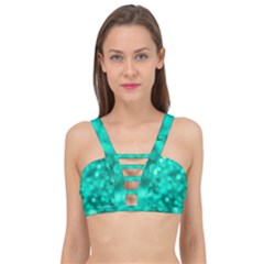 Light Reflections Abstract No9 Turquoise Cage Up Bikini Top by DimitriosArt