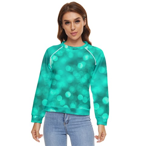 Light Reflections Abstract No9 Turquoise Women s Long Sleeve Raglan Tee by DimitriosArt