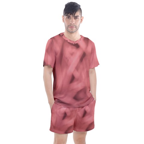 Red Flames Abstract No2 Men s Mesh Tee And Shorts Set by DimitriosArt