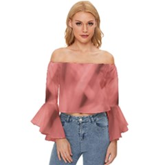 Red Flames Abstract No2 Off Shoulder Flutter Bell Sleeve Top