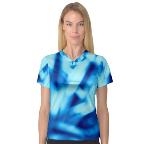 Blue Abstract 2 V-neck Sport Mesh Tee by DimitriosArt