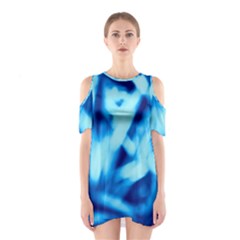 Blue Abstract 2 Shoulder Cutout One Piece Dress by DimitriosArt