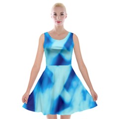 Blue Abstract 2 Velvet Skater Dress by DimitriosArt