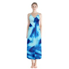 Blue Abstract 2 Button Up Chiffon Maxi Dress by DimitriosArt