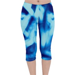 Blue Abstract 2 Velvet Capri Leggings  by DimitriosArt