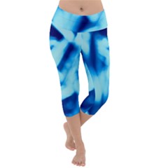Blue Abstract 2 Lightweight Velour Capri Yoga Leggings by DimitriosArt