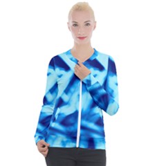 Blue Abstract 2 Casual Zip Up Jacket by DimitriosArt