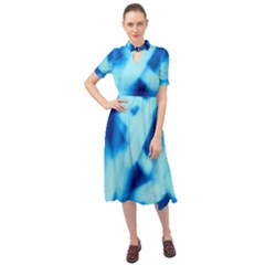 Blue Abstract 2 Keyhole Neckline Chiffon Dress by DimitriosArt