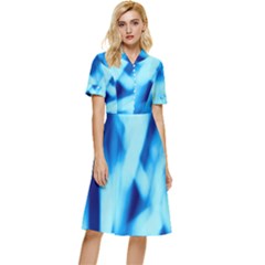 Blue Abstract 2 Button Top Knee Length Dress