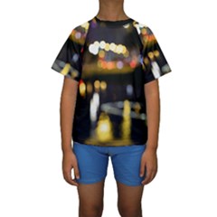 City Lights Kids  Short Sleeve Swimwear by DimitriosArt