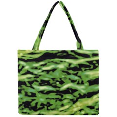 Green  Waves Abstract Series No11 Mini Tote Bag by DimitriosArt