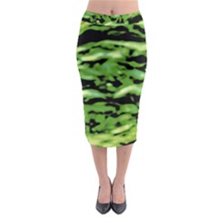 Green  Waves Abstract Series No11 Midi Pencil Skirt by DimitriosArt