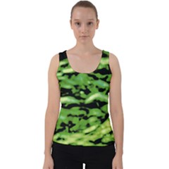 Green  Waves Abstract Series No11 Velvet Tank Top by DimitriosArt