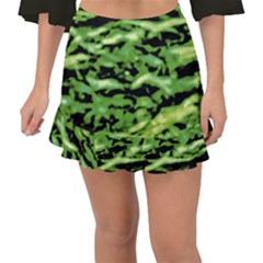 Green  Waves Abstract Series No11 Fishtail Mini Chiffon Skirt by DimitriosArt