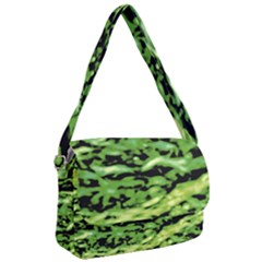 Green  Waves Abstract Series No11 Courier Bag by DimitriosArt