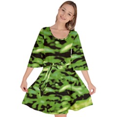 Green  Waves Abstract Series No11 Velour Kimono Dress by DimitriosArt