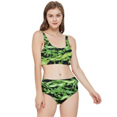 Green  Waves Abstract Series No11 Frilly Bikini Set by DimitriosArt
