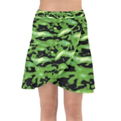 Green  Waves Abstract Series No11 Wrap Front Skirt by DimitriosArt