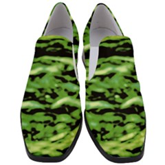 Green  Waves Abstract Series No11 Women Slip On Heel Loafers by DimitriosArt