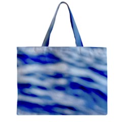 Blue Waves Abstract Series No10 Zipper Mini Tote Bag by DimitriosArt