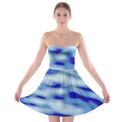 Blue Waves Abstract Series No10 Strapless Bra Top Dress by DimitriosArt