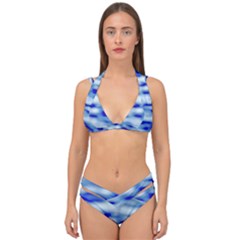 Blue Waves Abstract Series No10 Double Strap Halter Bikini Set by DimitriosArt