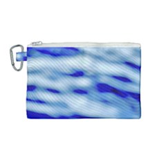 Blue Waves Abstract Series No10 Canvas Cosmetic Bag (medium) by DimitriosArt