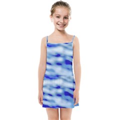 Blue Waves Abstract Series No10 Kids  Summer Sun Dress by DimitriosArt