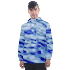 Blue Waves Abstract Series No10 Men s Front Pocket Pullover Windbreaker by DimitriosArt