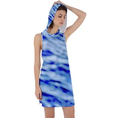 Blue Waves Abstract Series No10 Racer Back Hoodie Dress by DimitriosArt