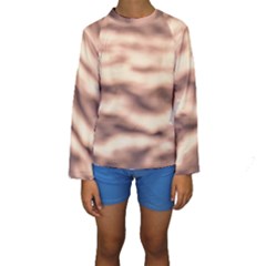 Pink  Waves Abstract Series No6 Kids  Long Sleeve Swimwear by DimitriosArt