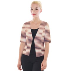 Pink  Waves Abstract Series No6 Cropped Button Cardigan by DimitriosArt