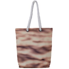 Pink  Waves Abstract Series No6 Full Print Rope Handle Tote (small) by DimitriosArt