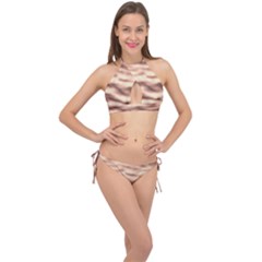 Pink  Waves Abstract Series No6 Cross Front Halter Bikini Set by DimitriosArt