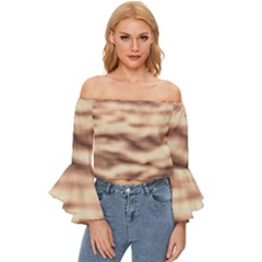 Pink  Waves Abstract Series No6 Off Shoulder Flutter Bell Sleeve Top by DimitriosArt