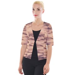 Pink  Waves Abstract Series No5 Cropped Button Cardigan by DimitriosArt