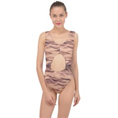 Pink  Waves Abstract Series No5 Center Cut Out Swimsuit by DimitriosArt