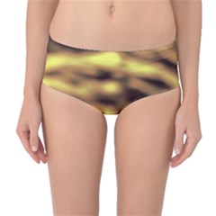 Yellow  Waves Abstract Series No10 Mid-waist Bikini Bottoms by DimitriosArt