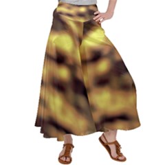 Yellow  Waves Abstract Series No10 Satin Palazzo Pants by DimitriosArt