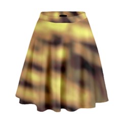 Yellow  Waves Abstract Series No10 High Waist Skirt