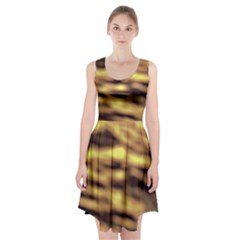 Yellow  Waves Abstract Series No10 Racerback Midi Dress by DimitriosArt