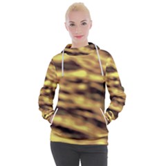 Yellow  Waves Abstract Series No10 Women s Hooded Pullover