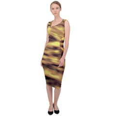 Yellow  Waves Abstract Series No10 Sleeveless Pencil Dress